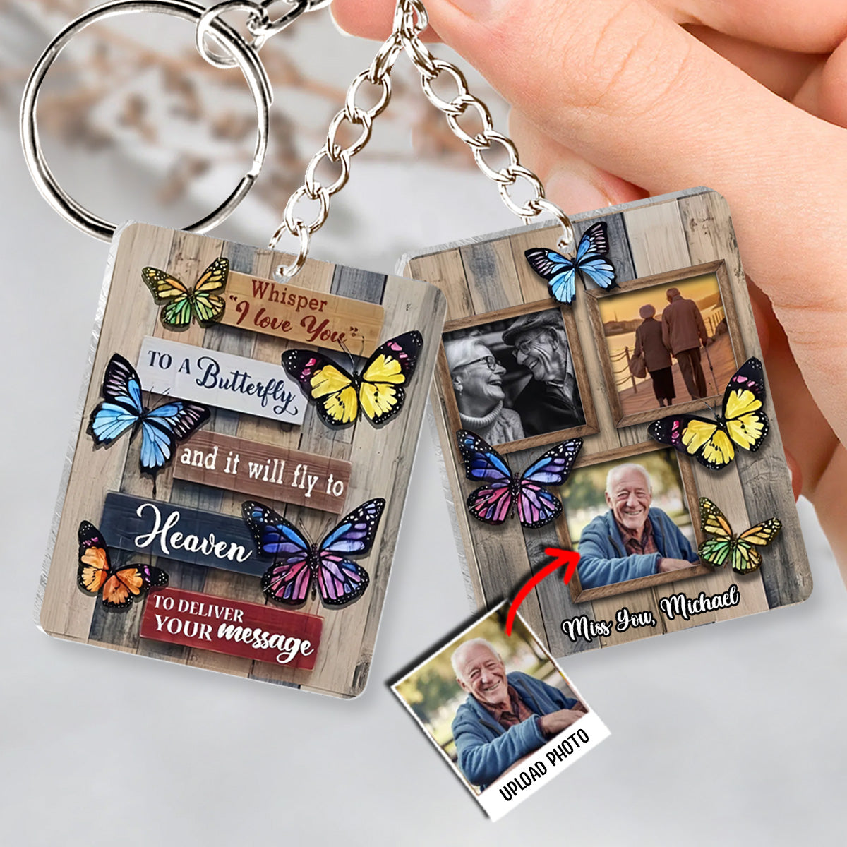 Whisper I Love You To A Butterfly - Personalized Memorial Keychain