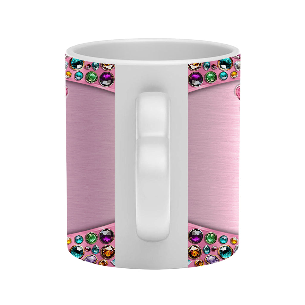 Foi, Espoir, Amour - Mug personnalisé avec anse en forme de cœur pour la sensibilisation au cancer du sein