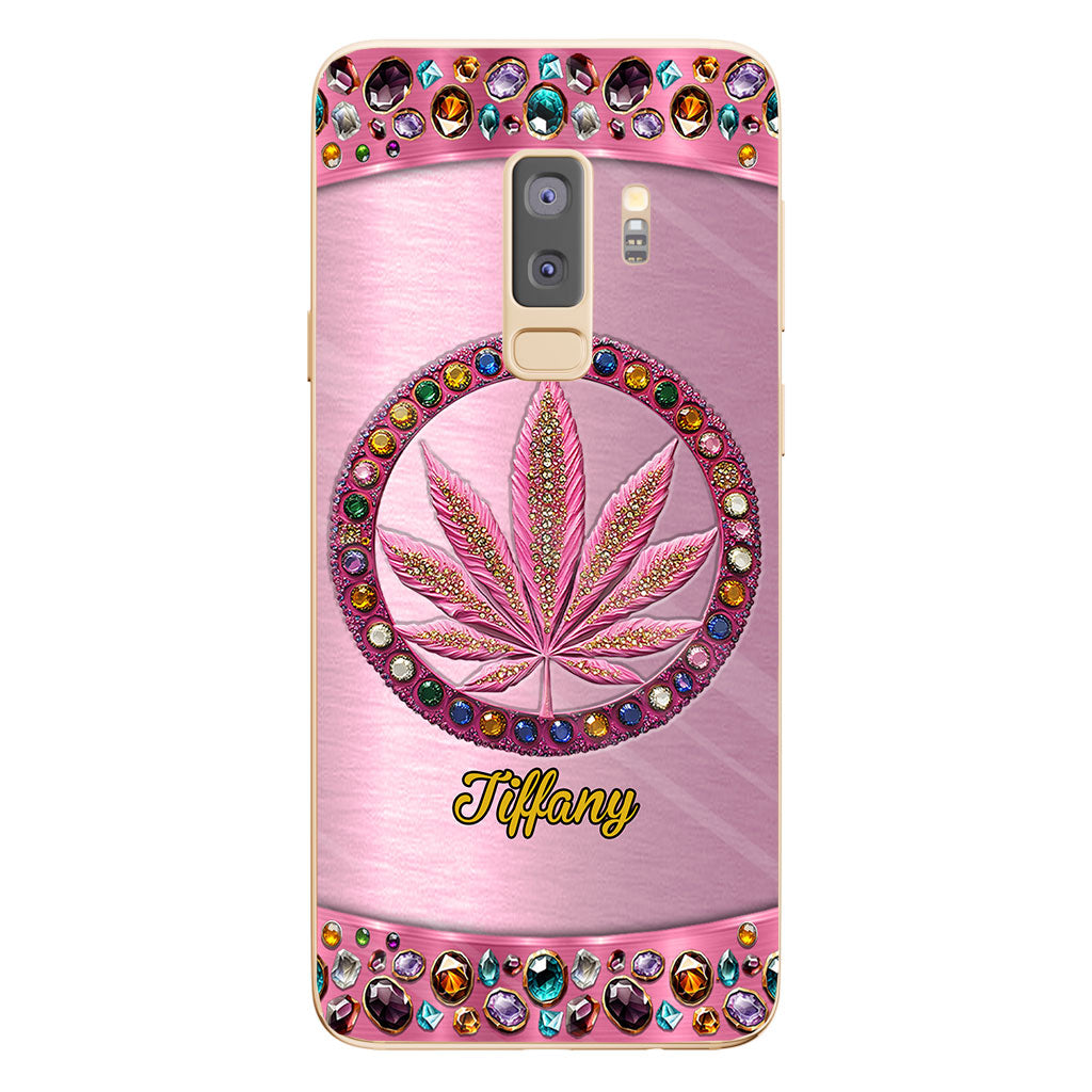 Stoner Chick – Personalisierte, durchsichtige Handyhülle mit Weed-Motiv