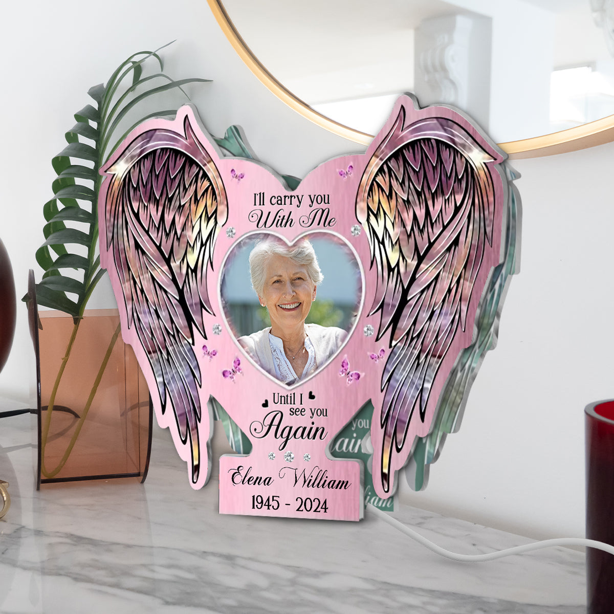 Memorial Wings Your Wings Were Ready But My Heart Was Not - Personalized Memorial Mirror Light