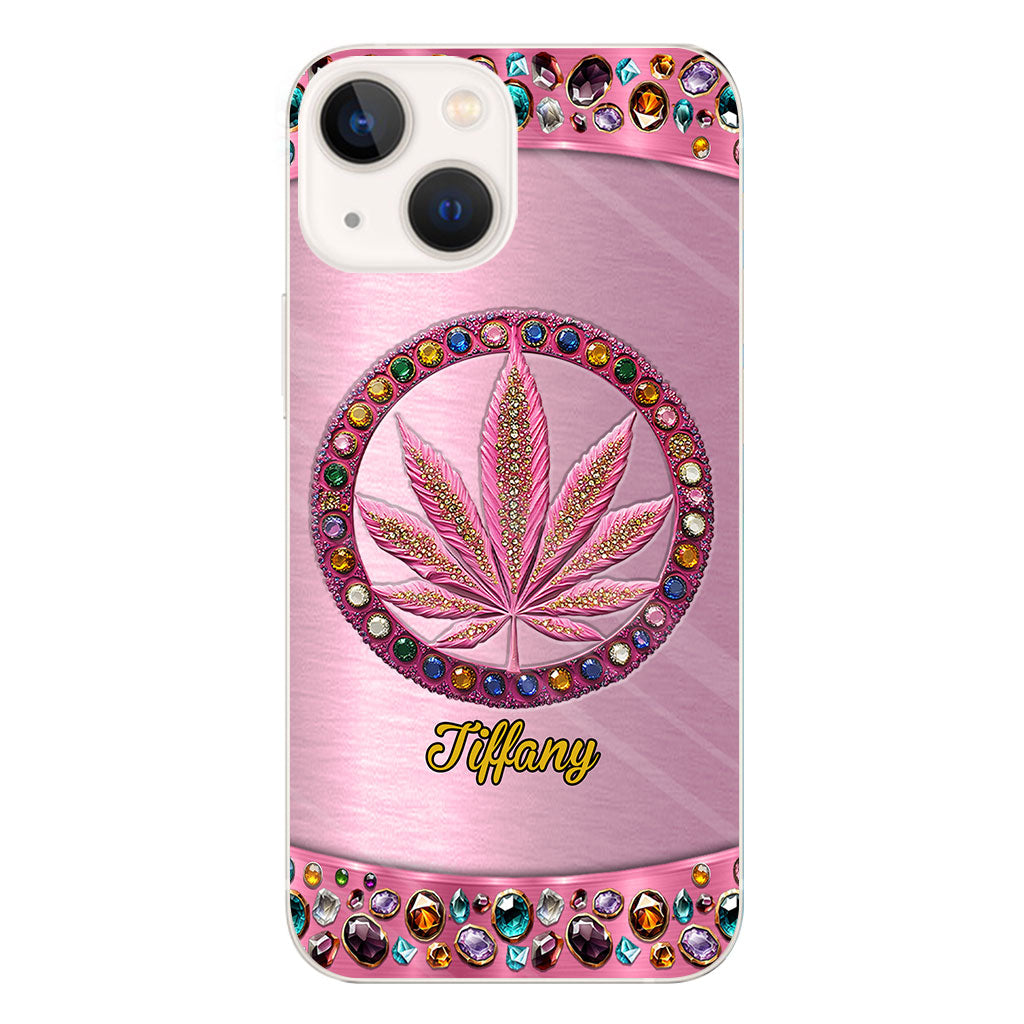 Stoner Chick – Personalisierte, durchsichtige Handyhülle mit Weed-Motiv
