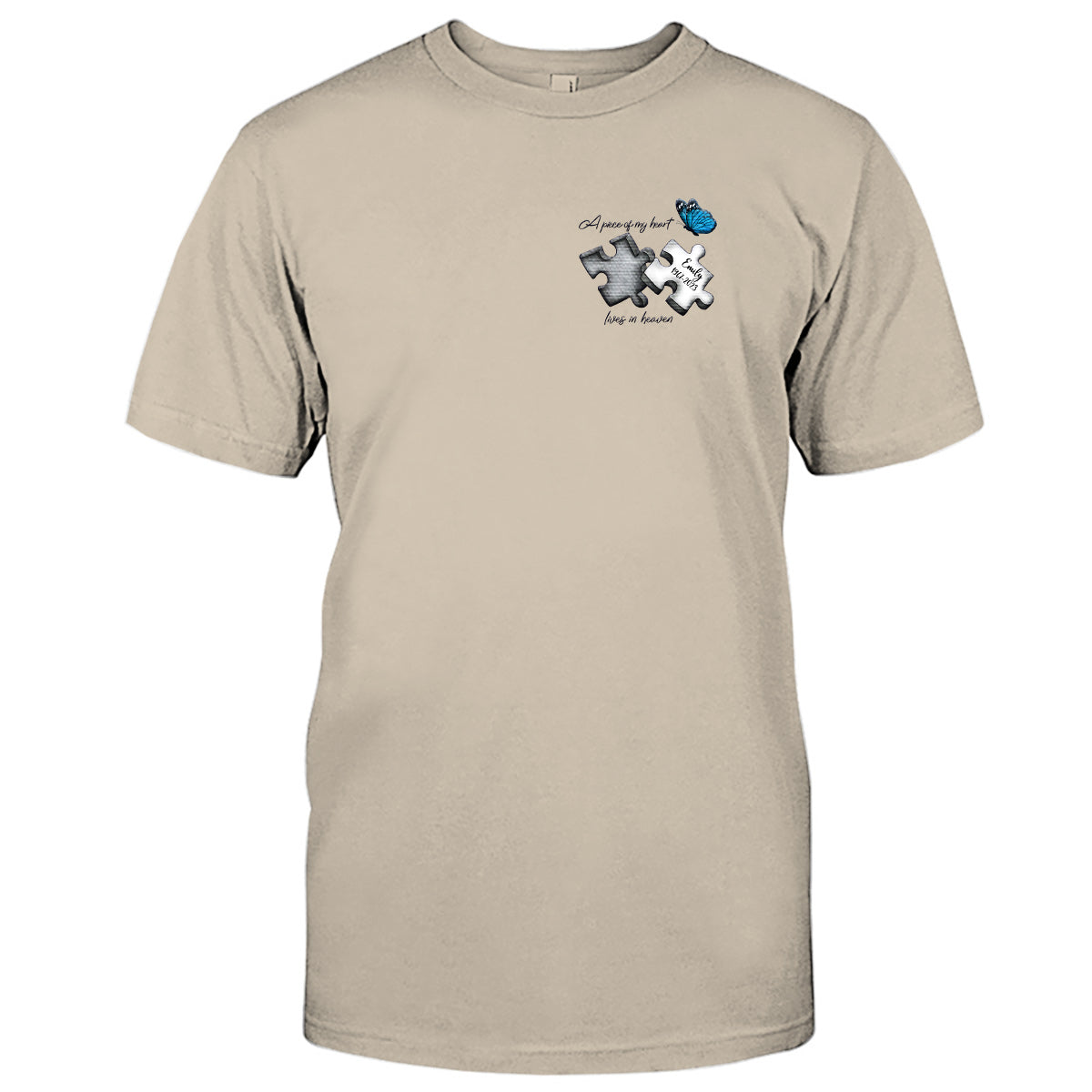 Memorial Butterfly Dragonfly Heaven Feather - Personalized Memorial Embroidered T-shirt