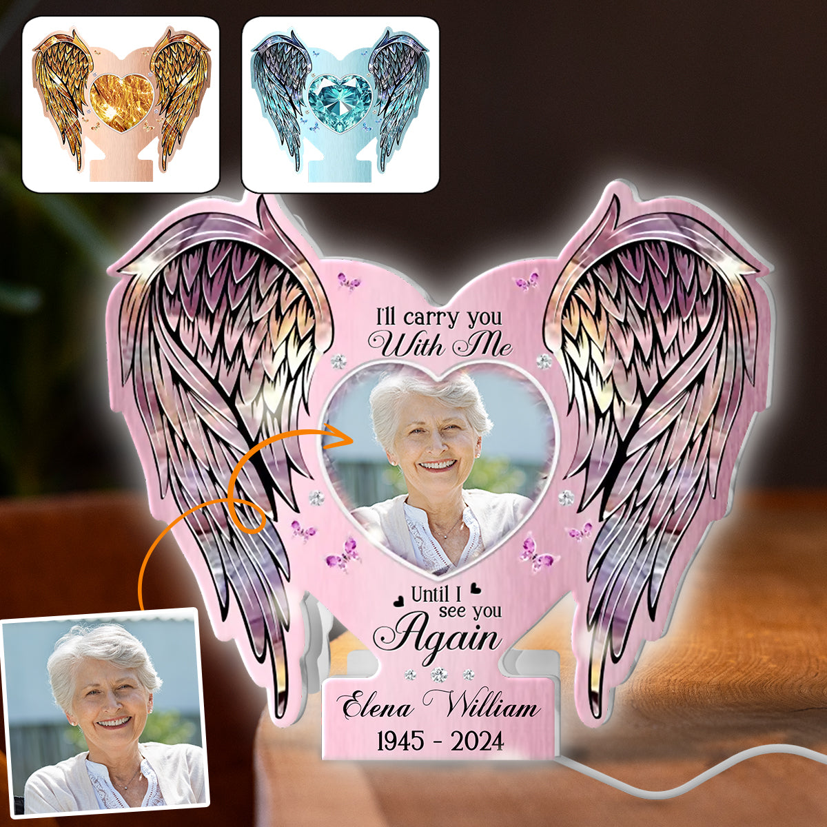 Memorial Wings Your Wings Were Ready But My Heart Was Not - Personalized Memorial Mirror Light