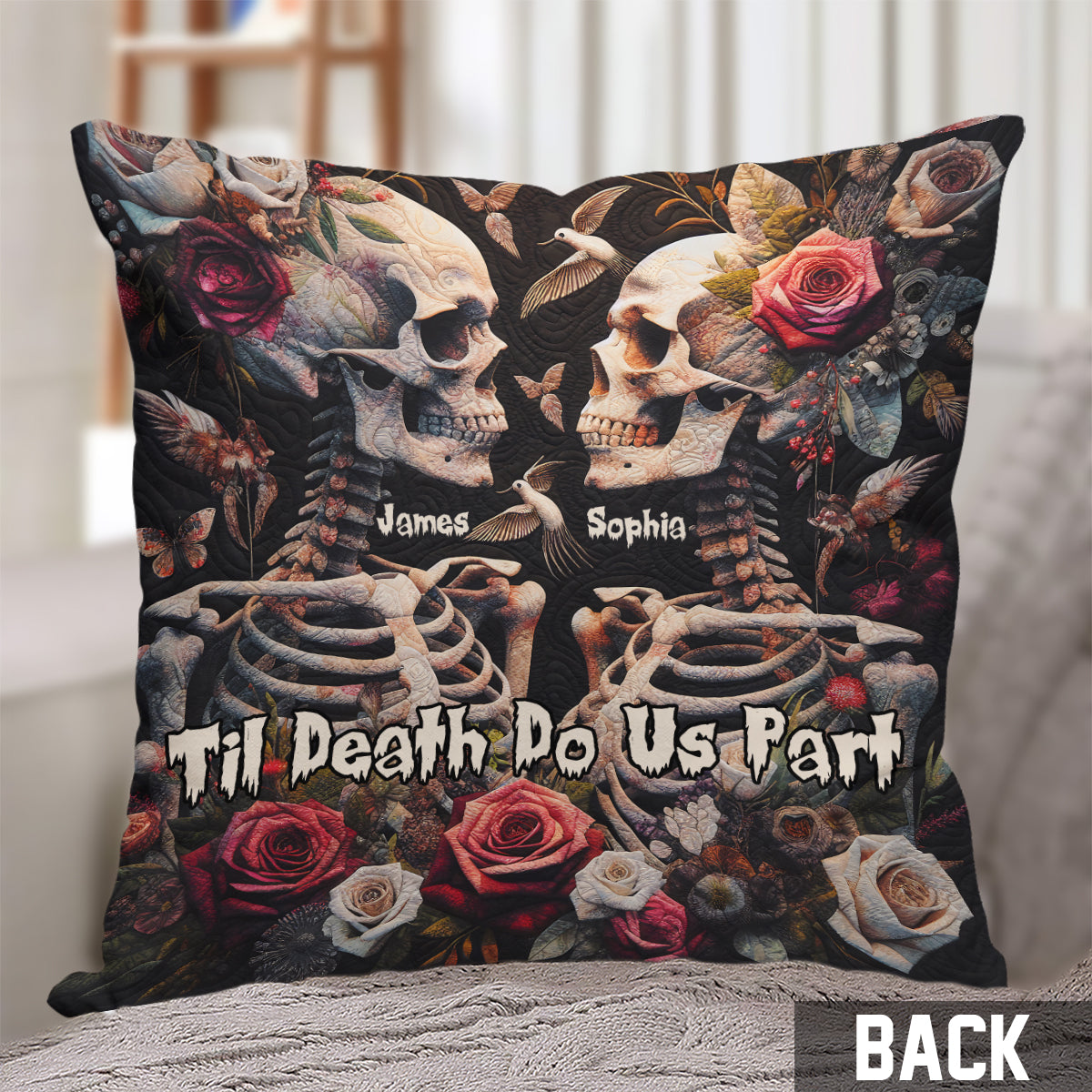 Til Death Do Us Part - Personalized Skull Throw Pillow