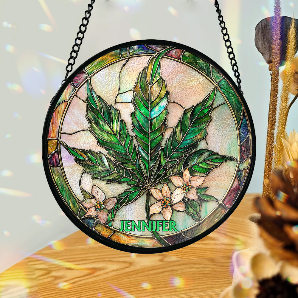 High Times – Personalisierter Cannabis-Sonnenfänger aus Buntglas