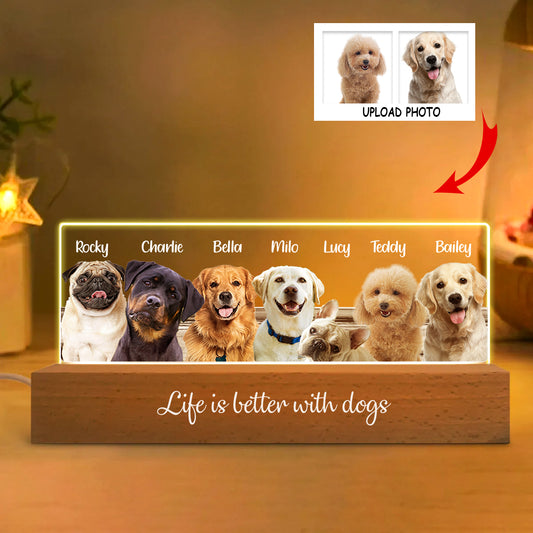 Das Leben ist schöner mit Hunden und Katzen – Personalisierte LED-Nachtleuchte für Hunde
