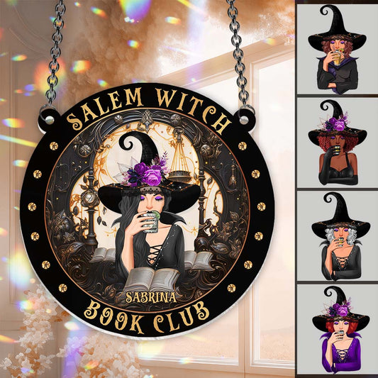 Salem Witch Book Club - Personalized Witch Window Hanging Suncatcher Ornament