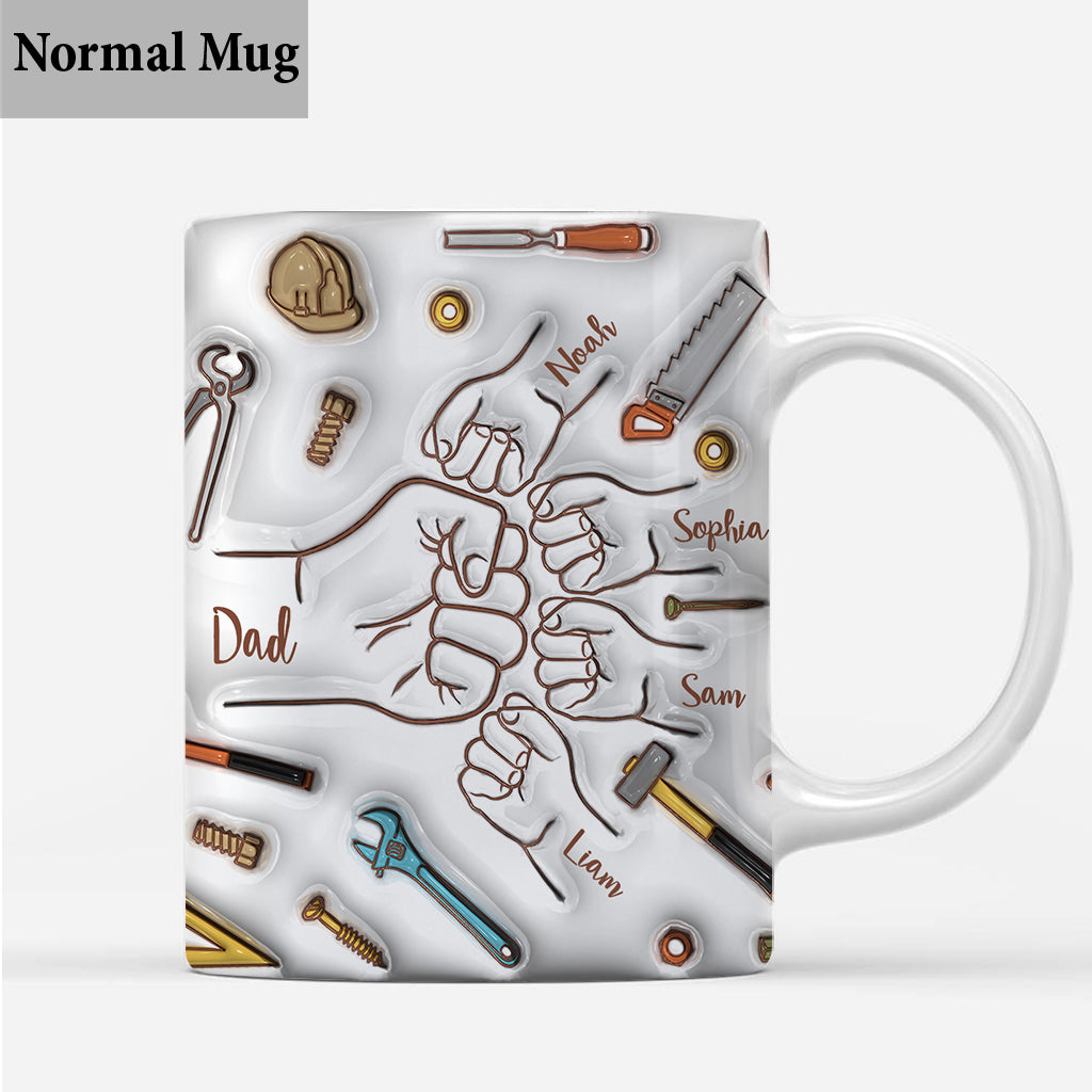 Father And Children Fist Bump - Personalized Father Mug