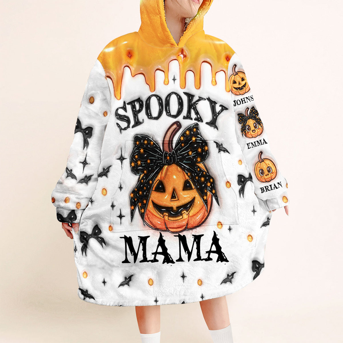 Spooky Mama Nana Aunt - Personalized Mother Blanket Hoodie