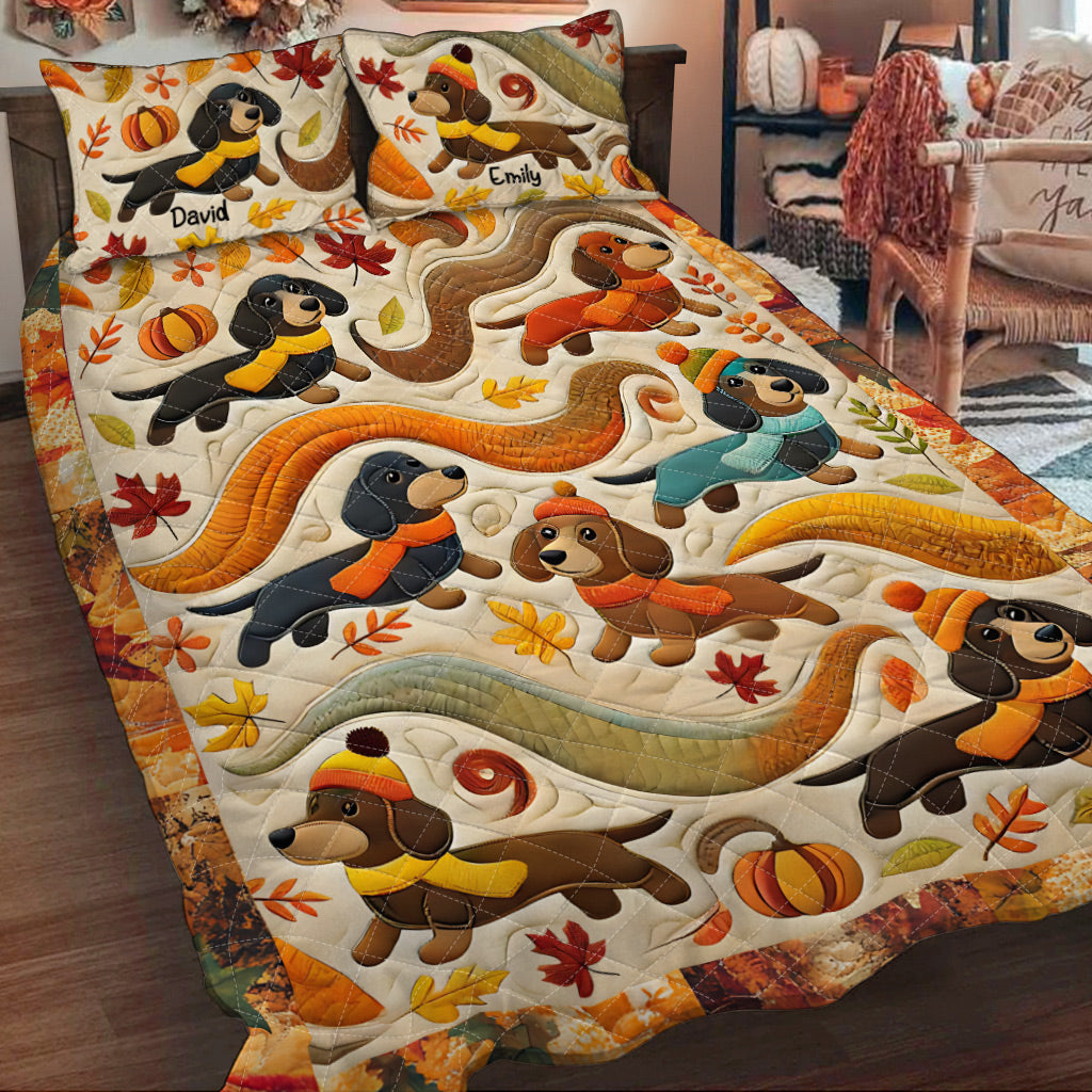 Hallo Herbst – Personalisierte Dackel-Steppdecken-Set