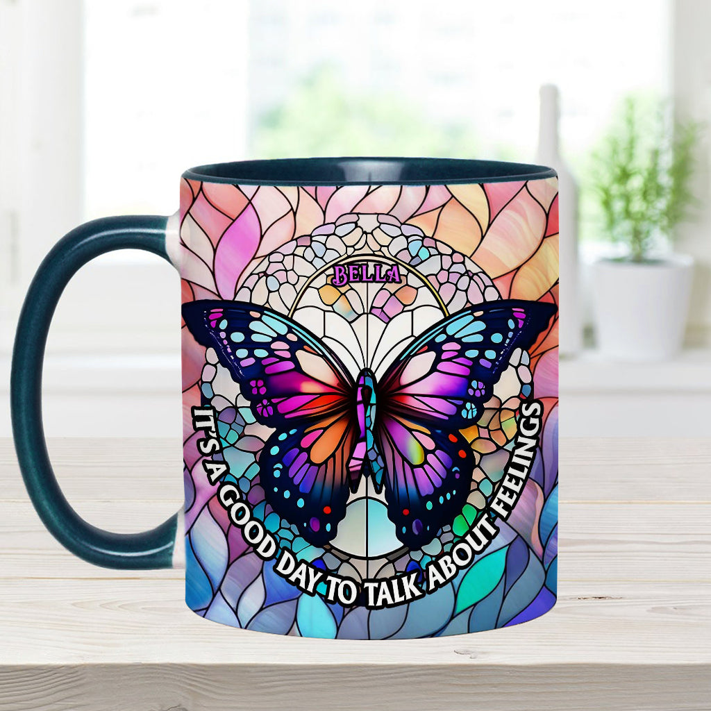 Heute ist ein guter Tag, um über Gefühle zu sprechen – personalisierte Tasse