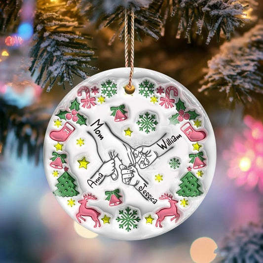 Merry Christmas Mom - Personalized Mother Ceramic Circle Ornament