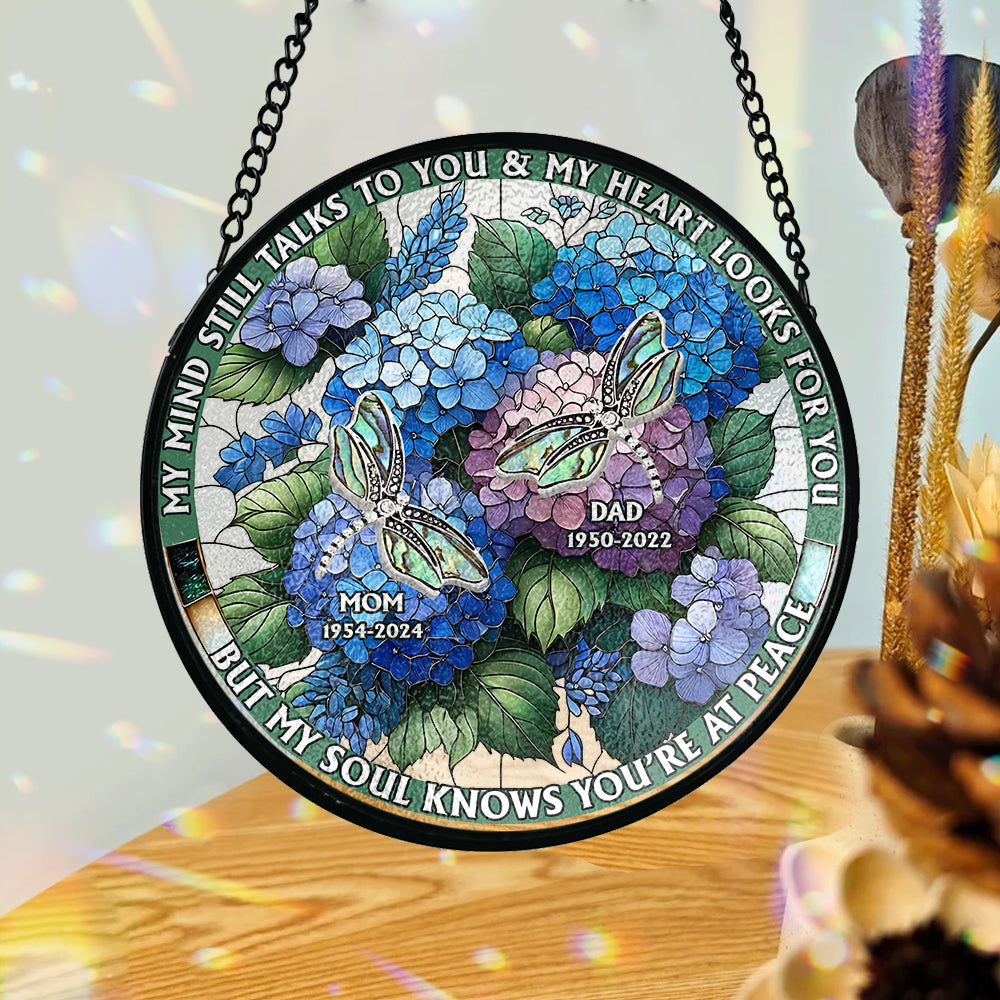 My Mind Still Talks To You - Personalized Memorial Stained Glass Suncatcher