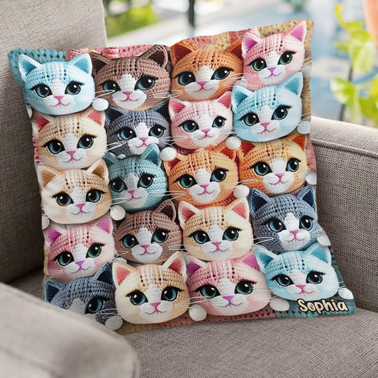 Cute Cats - Personalized Cat Throw Pillow