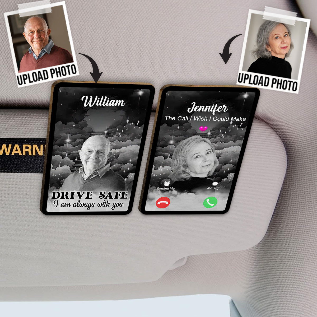 The Call To Heaven - Personalized Memorial Shaped Car Visor Clip