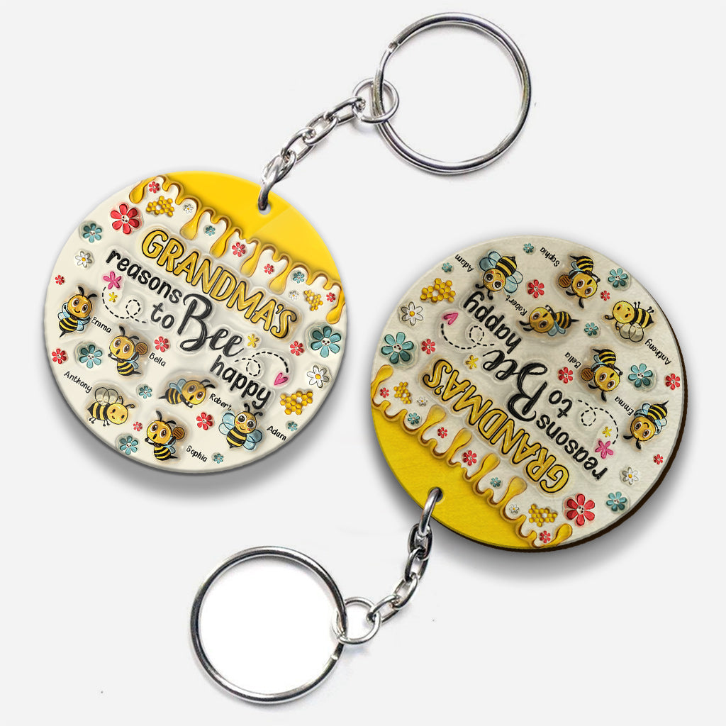 Les raisons de grand-mère d'être heureuse - Porte-clés personnalisé pour grand-mère