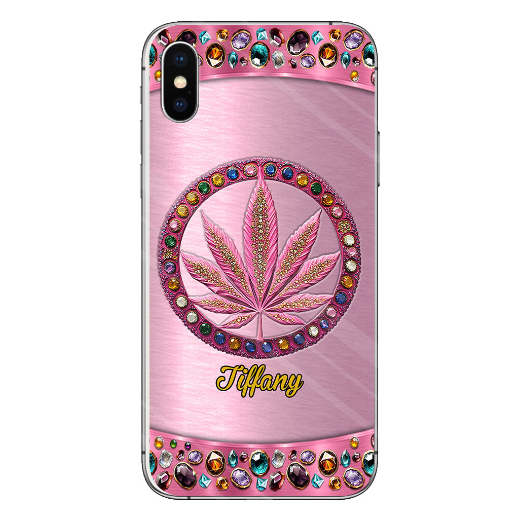 Stoner Chick – Personalisierte, durchsichtige Handyhülle mit Weed-Motiv