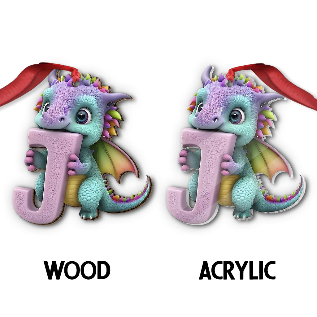 Ornement lettre dragon mignon - Ornement dragon personnalisé