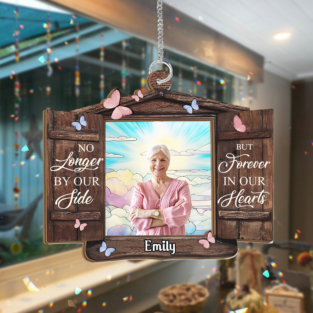 Never Forgotten - Personalized Memorial 2 Layered Window Hanging Suncatcher