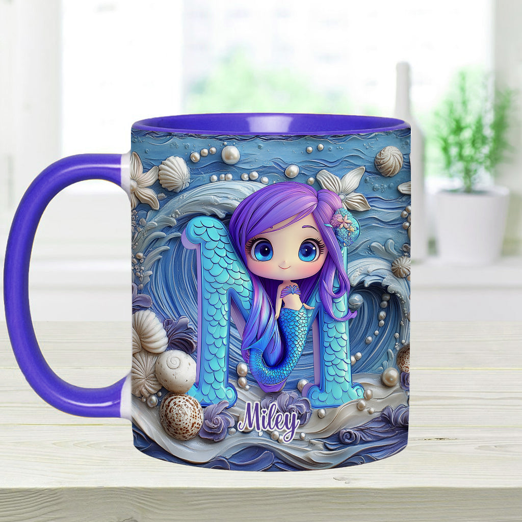Mug personnalisé pour enfant avec une magnifique lettre sirène