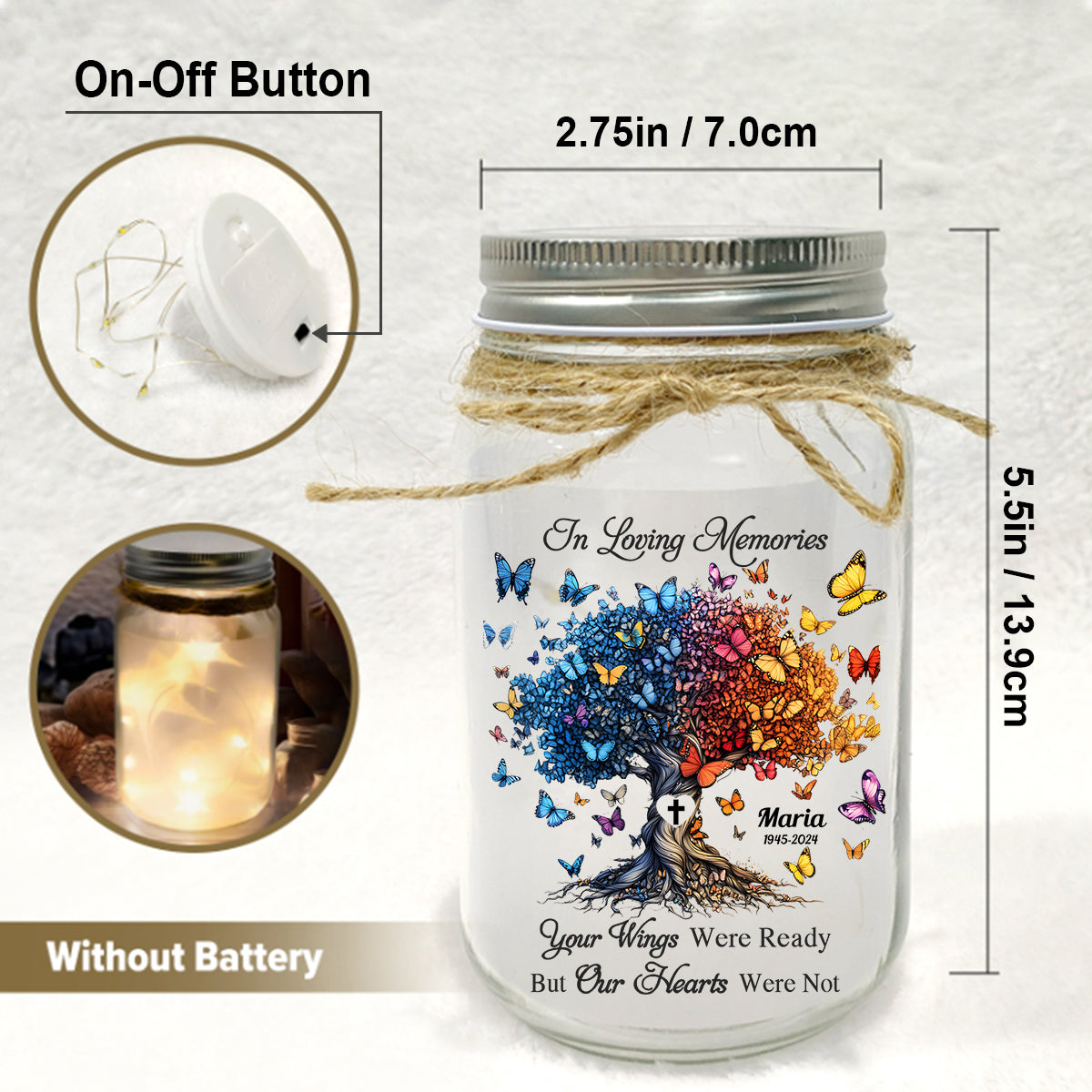 I'm Always With You - Personalized Memorial Mason Jar Light