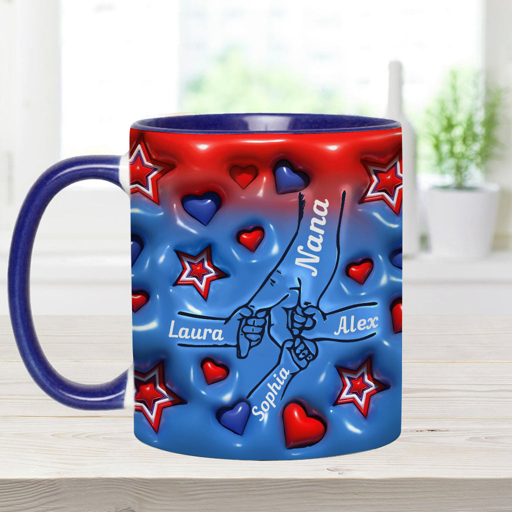 Nana & Grandkids Holding Hands - Personalized Grandma Accent Mug