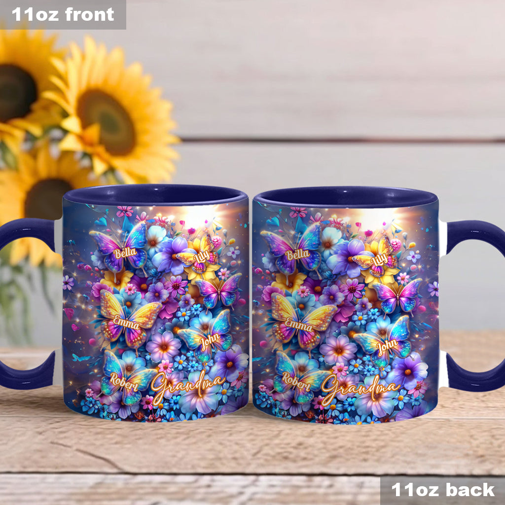 Love Being Called Grandma Colorful Butterfly - Personalized Grandma Accent Mug