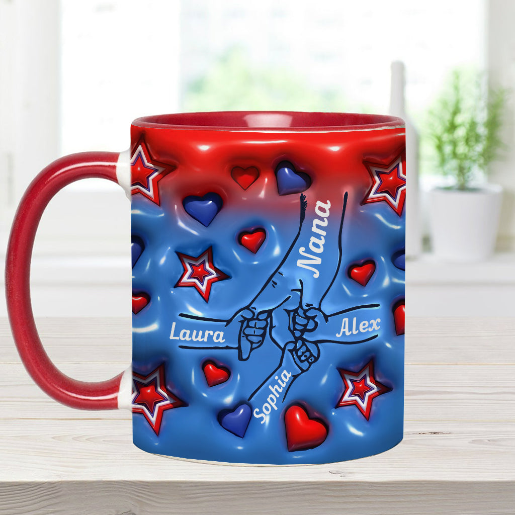 Nana & Grandkids Holding Hands - Personalized Grandma Accent Mug