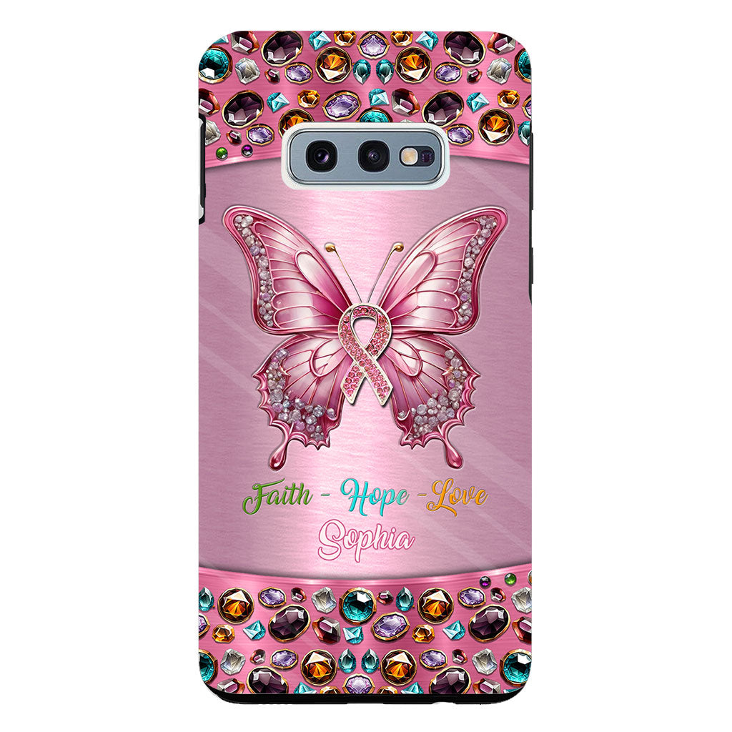 Coque de téléphone transparente personnalisée « Espoir de guérison » pour la sensibilisation au cancer du sein