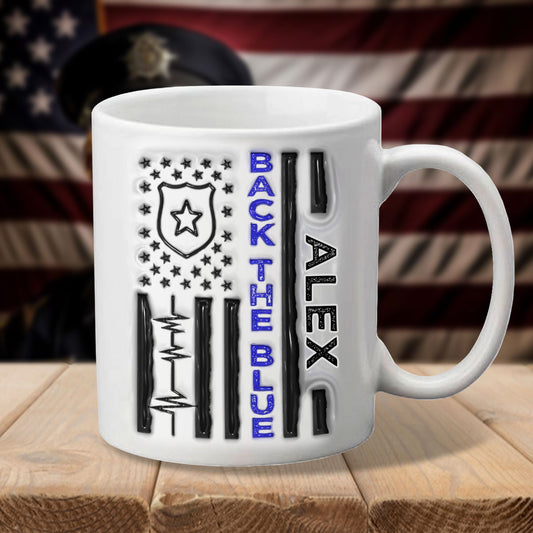 Polizeibeamter – „Unterstützt die Polizei“ – Patriotischer 4. Juli – Personalisierter Polizeibeamten-Becher