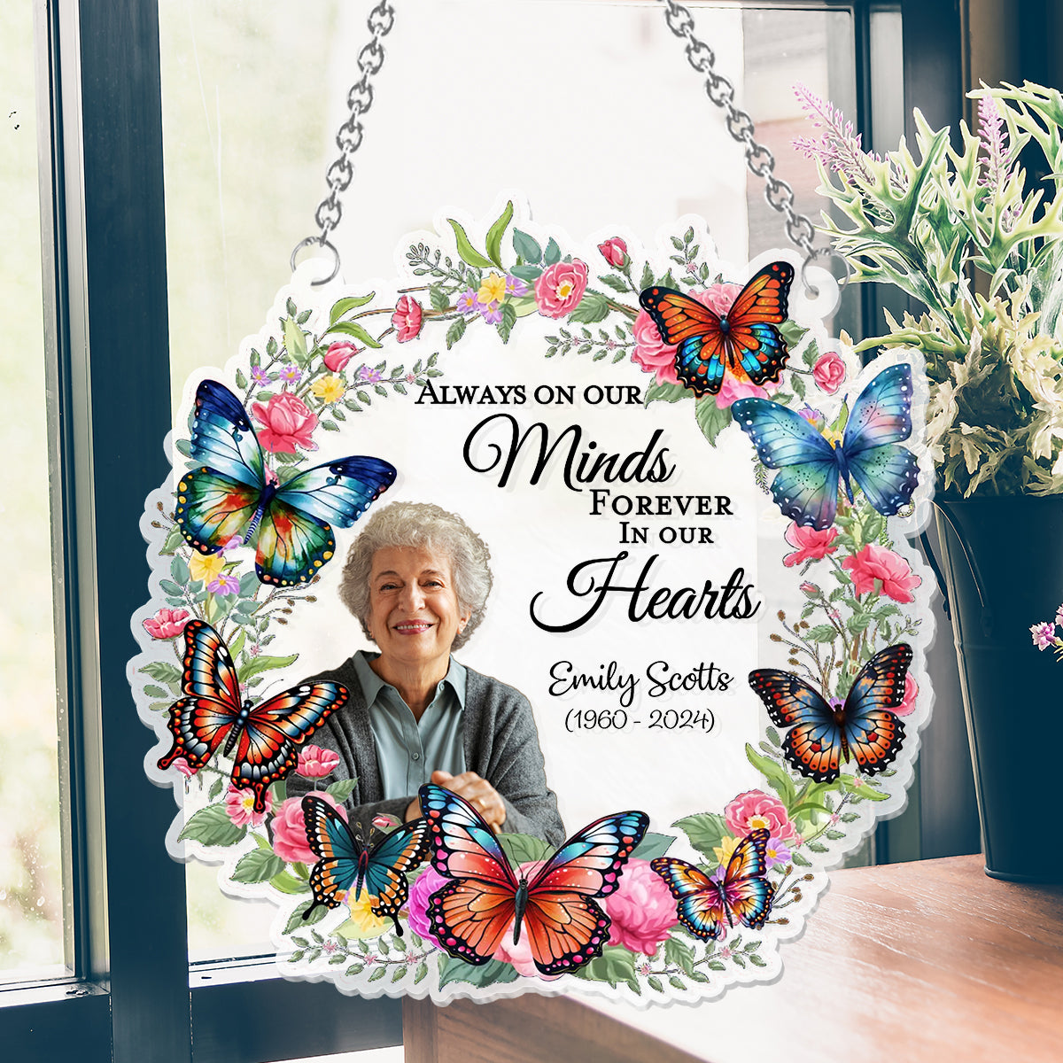 Your Wings Were Ready But Our Hearts Were Not - Personalized Memorial Window Hanging Suncatcher Ornament