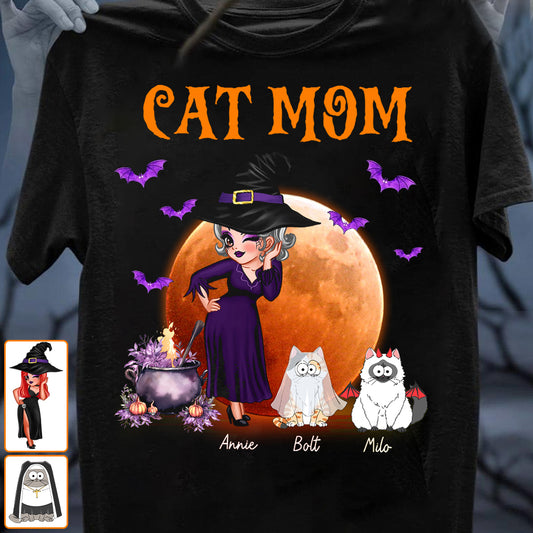 Cat Mom Witch Style - Personalized Cat T-shirt And Hoodie