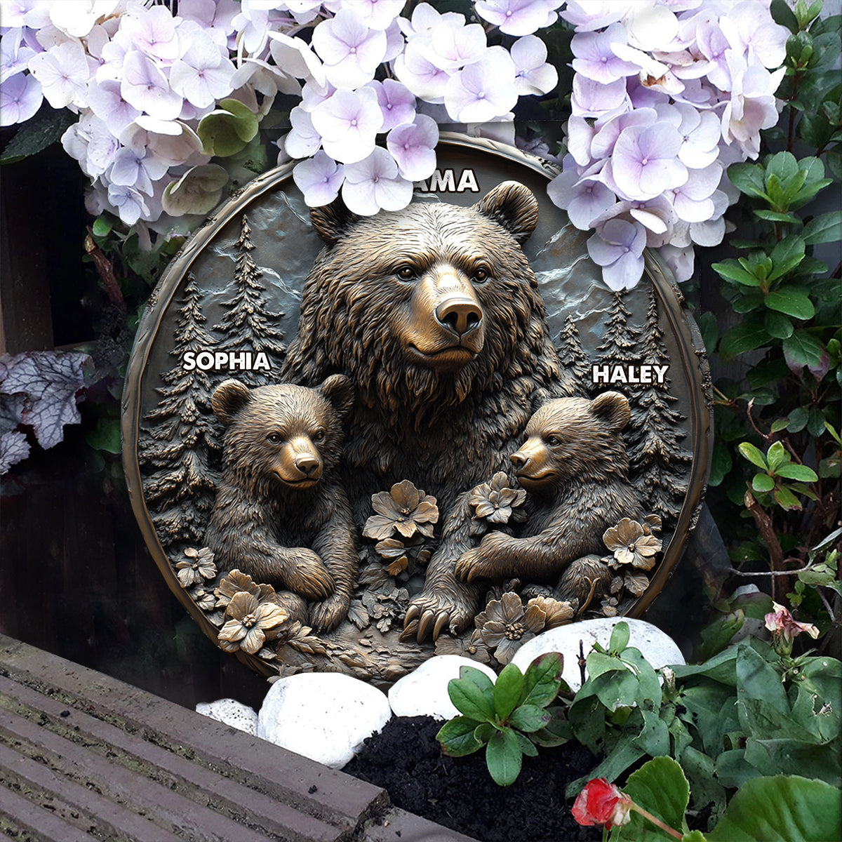 Mama Bear - Personalized Mother Round Shaped Stone