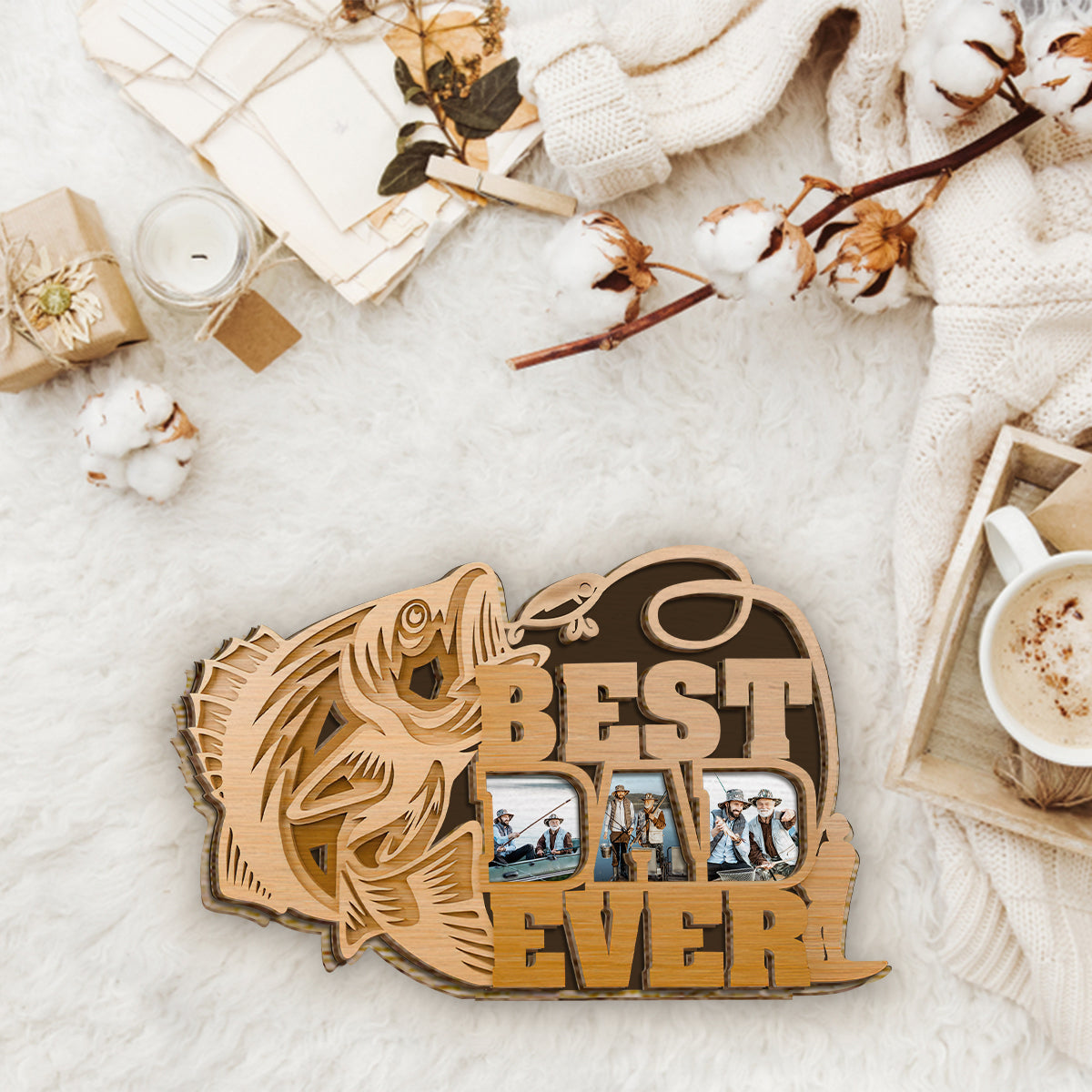 Best Dad Ever - Personalized Father 2 Layered Wood Sign / Wood Plaque