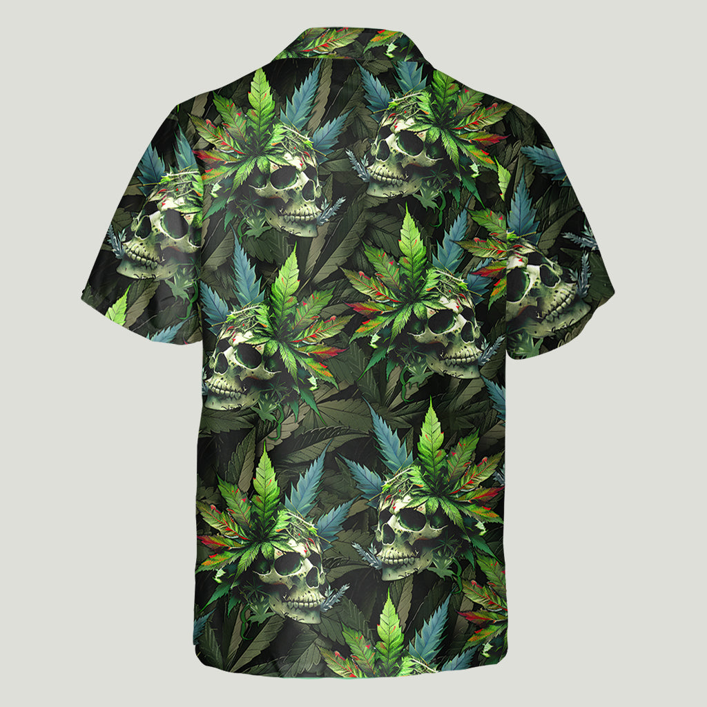 Skull Green Leaf - Personalized Weed Hawaiian Shirt