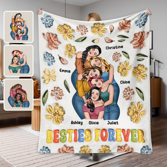 Besties Forever Floral Style - Personalized Bestie Blanket
