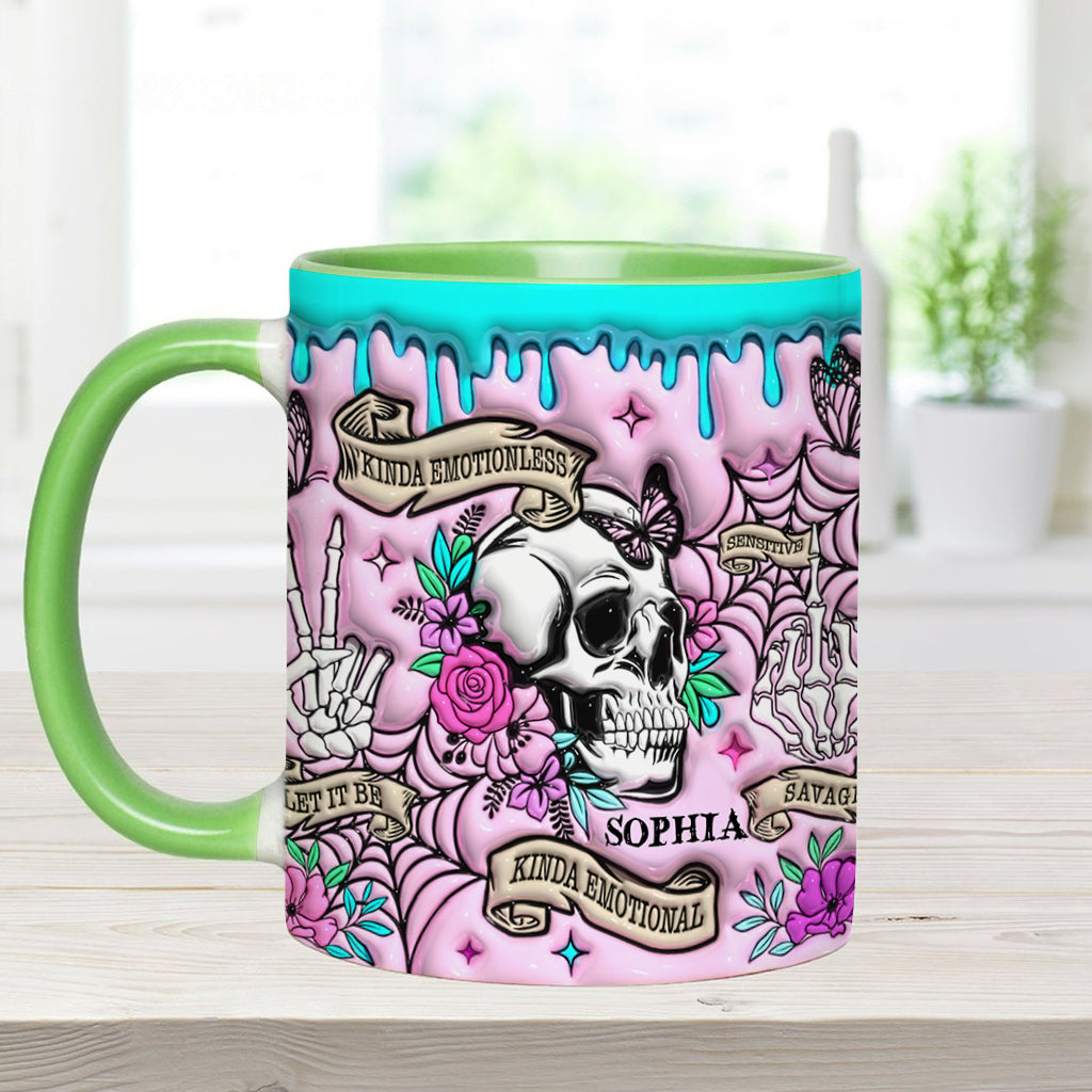 Kinda Emotional - Personalized Skull Accent Mug