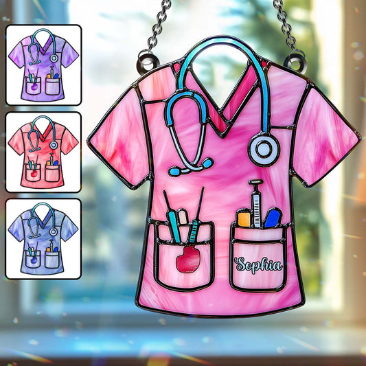 Nurse Scrub Life - Personalized Nurse Window Hanging Suncatcher Ornament