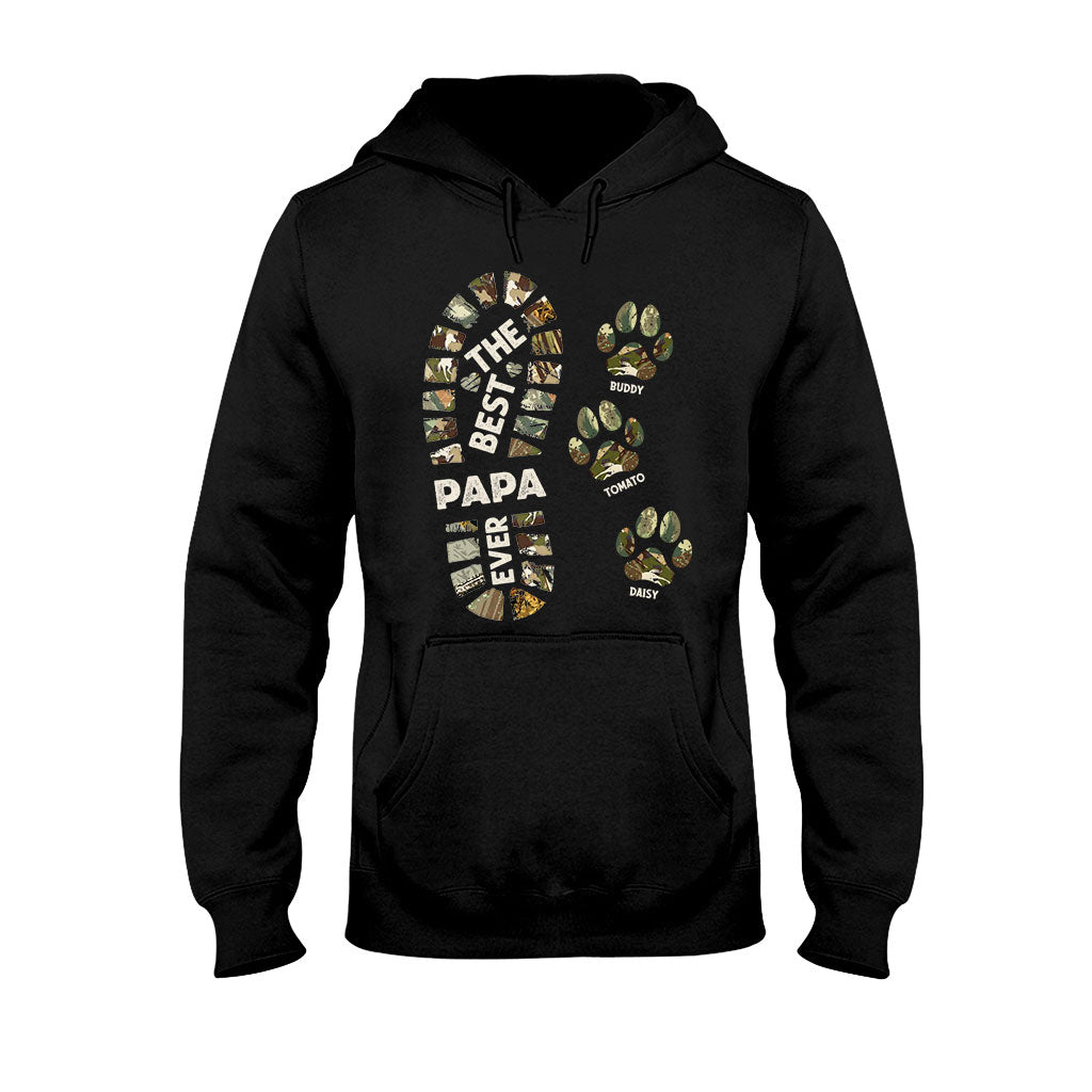 Dad Foot Print Paw Prints - Personalized Father T-shirt And Hoodie