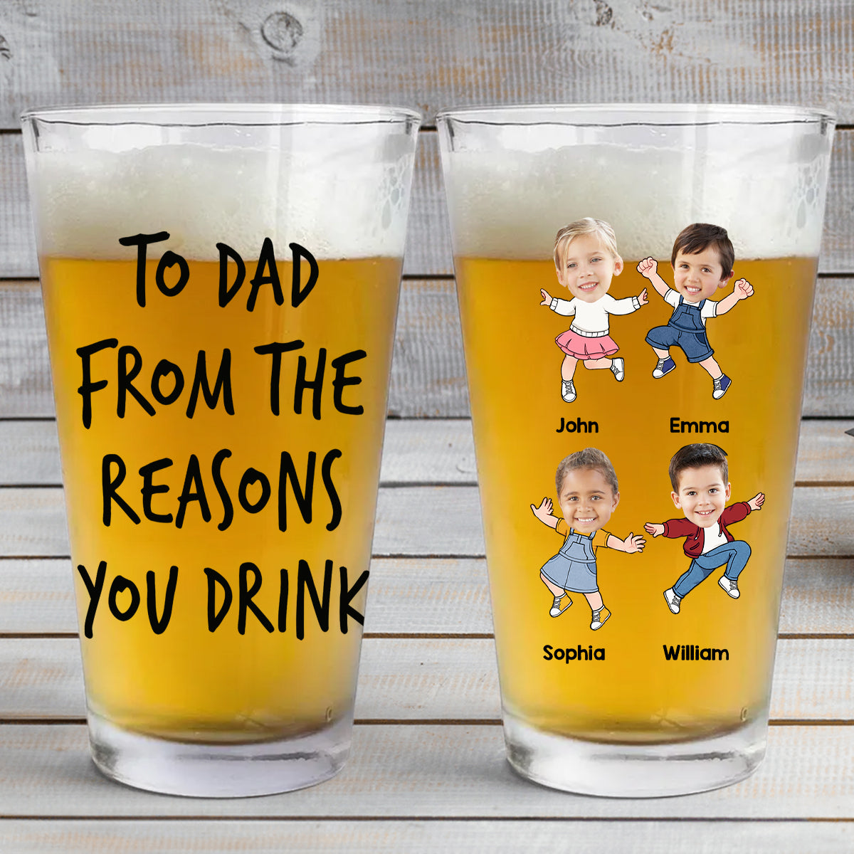Reasons To Drink - Personalized Father Beer Glass