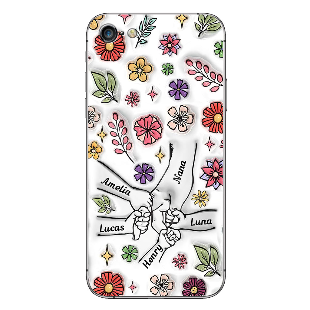Spring Flower Holding Hands Nana Mom - Personalized Grandma Phone Case
