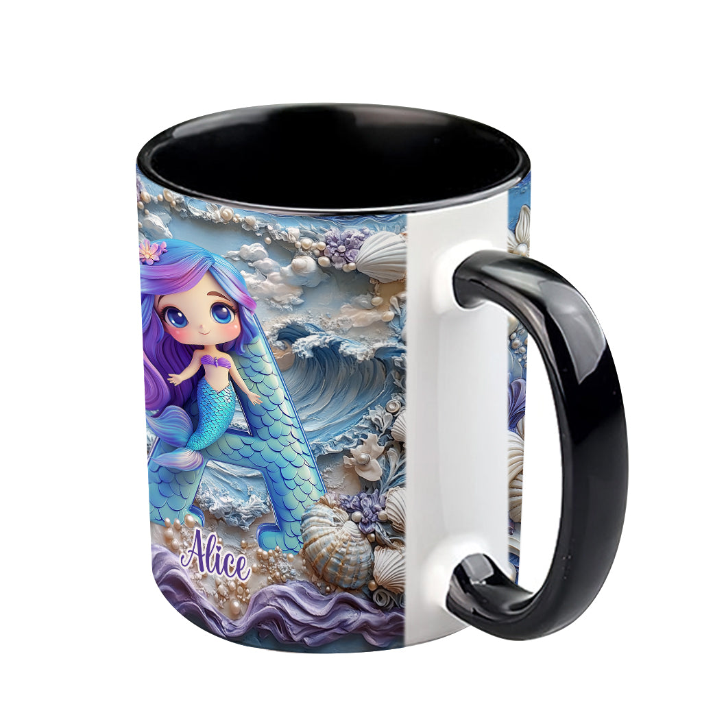 Mug personnalisé pour enfant avec une magnifique lettre sirène