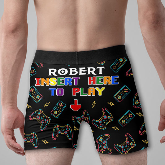 Insérer ici pour jouer - Boxers pour hommes personnalisés de soutien LGBT