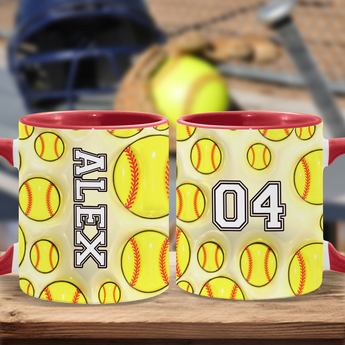 Personalisierte Tasse für Softball-Fans