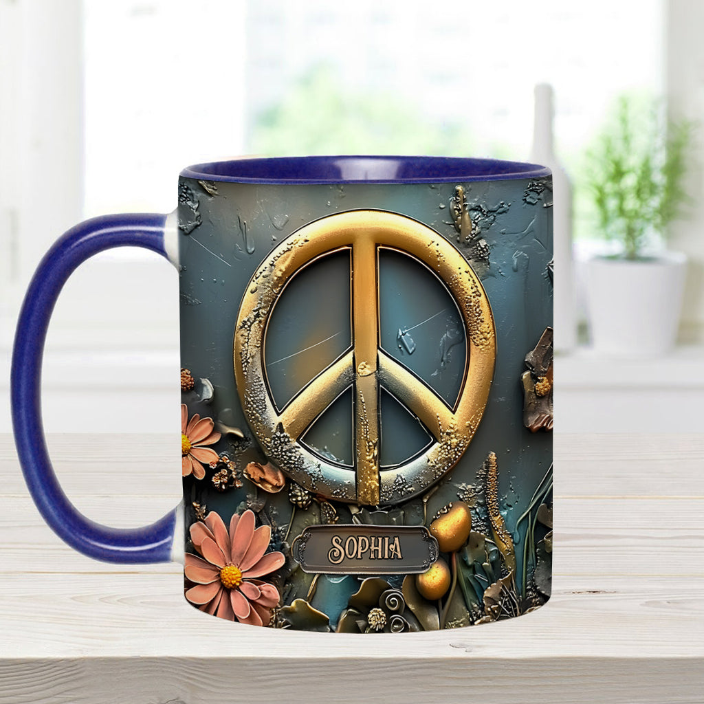 Paix, amour et bonheur - Mug personnalisé style hippie