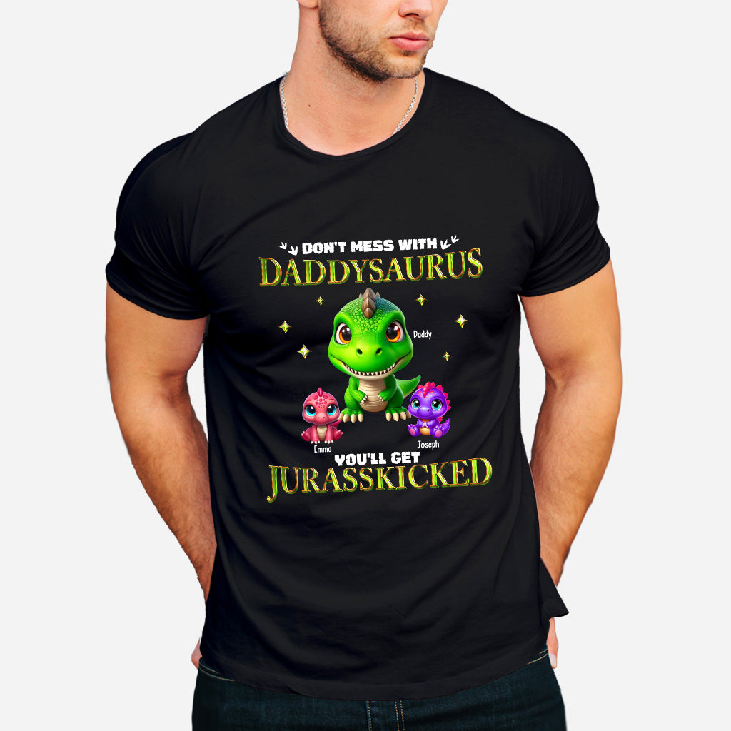 Daddysaurus Grandpasaurus 3D Dinosaurs - Personalized Father T-shirt And Hoodie