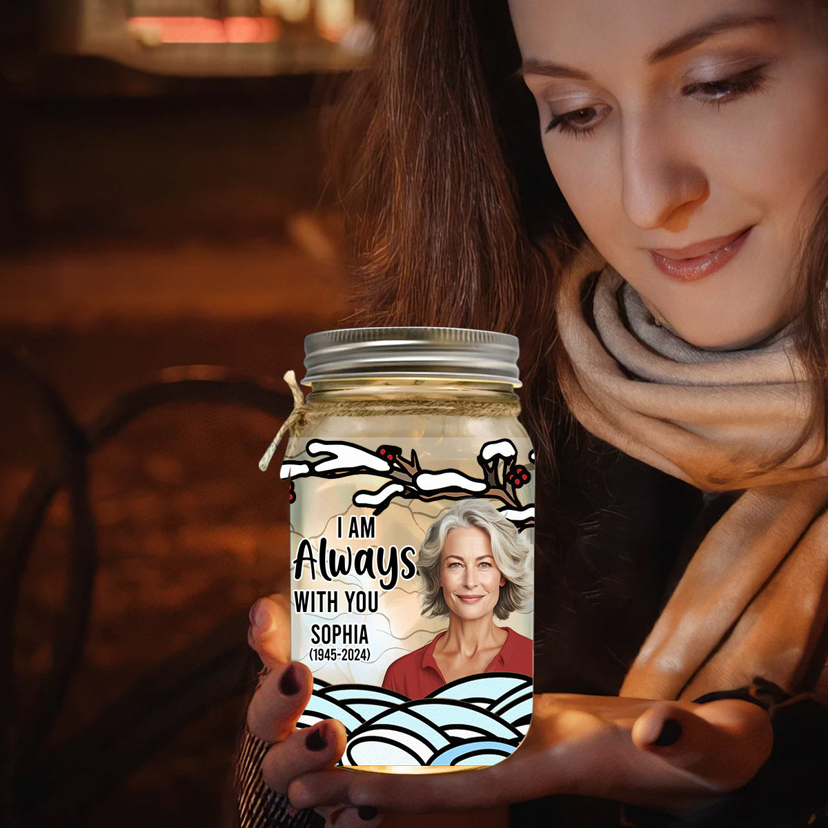 I'm Always With You - Personalized Memorial Mason Jar Light
