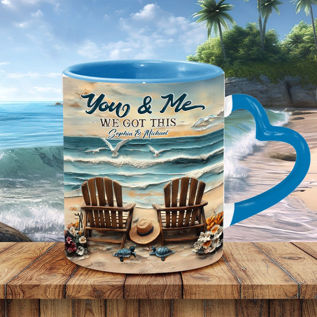 And So Together They Built A Life They Loved - Personalized Couple Heart Handle Mug