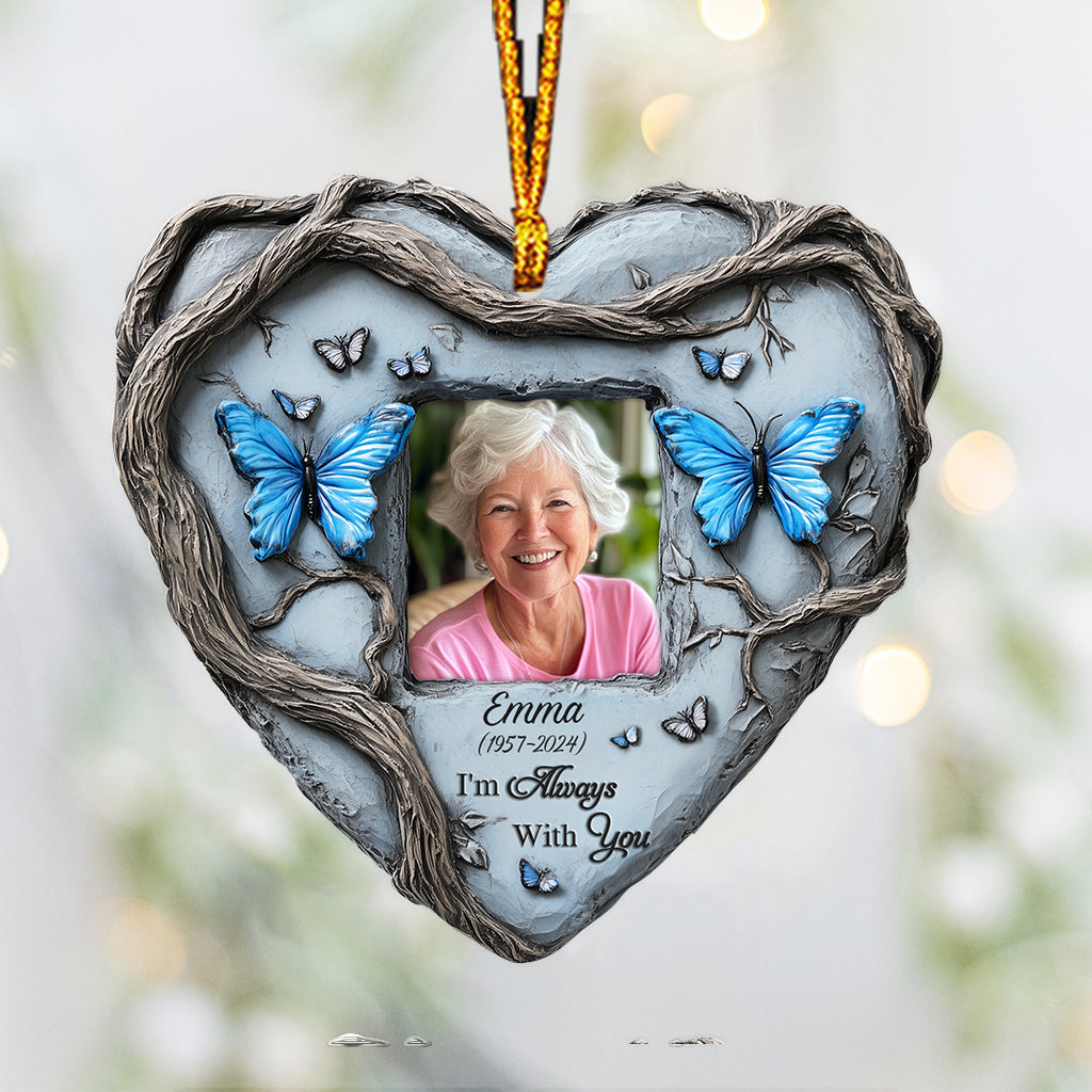 In Loving Memory Blue Butterfly - Personalized Memorial Custom Shaped Ornament