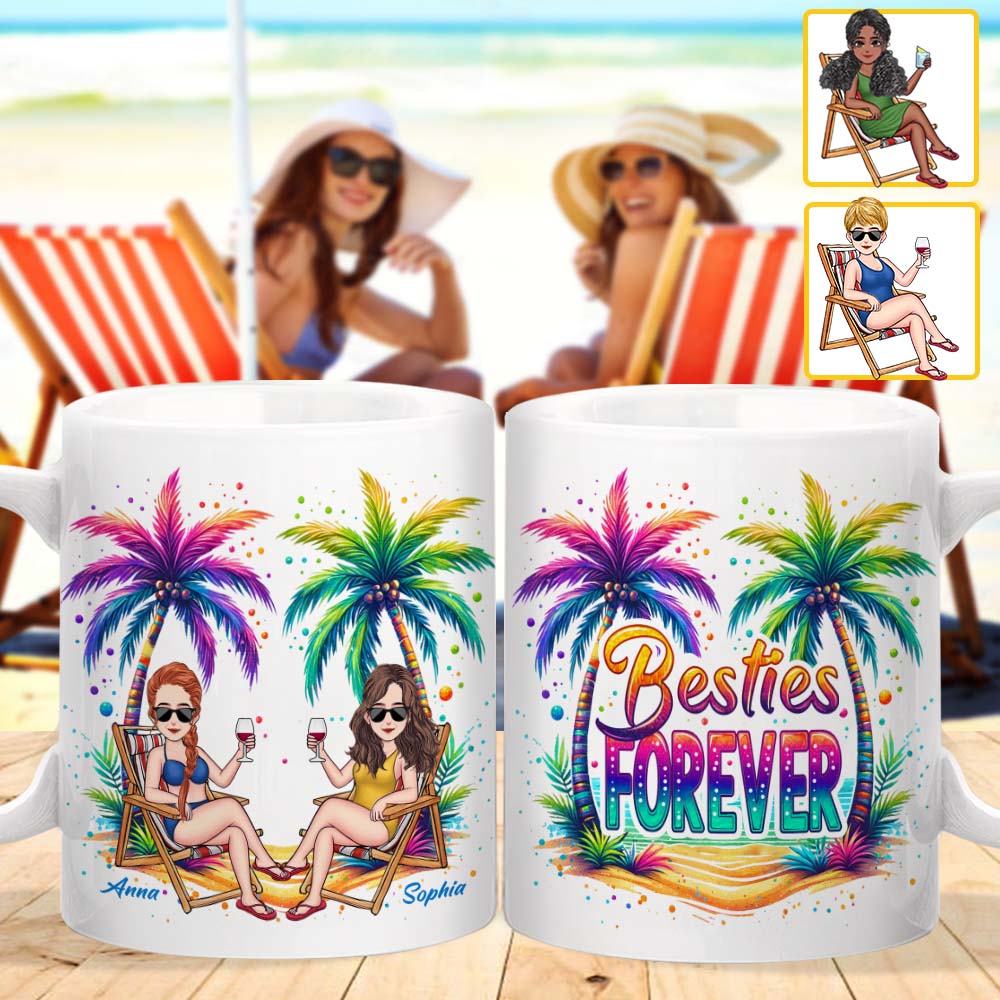 Beste Freundinnen für immer – Sommerfeeling – Personalisierte Tasse für Meeresliebhaber